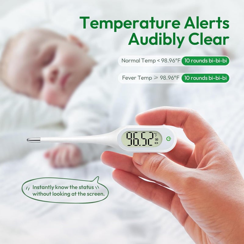 NYN 8-Second Thermometer for Adults & Kids, Fast & Accurate Reading, Fever Alarm, Pediatrician Recommended, Oral, Rectal & Axillary Use - Image 3